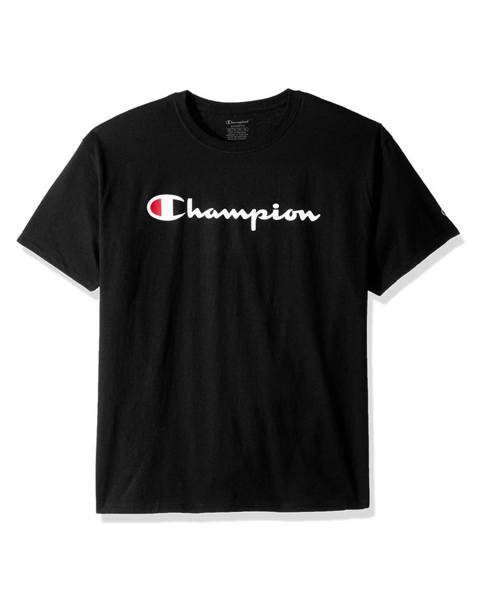 Champion Boys T-Shirt NZ - Cotton Script Logo Black ( 4910-ILNZW )